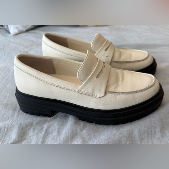 Quince Shoes - Quince Italian Leather Lug Sole Loafers in Bone US 7 EU 38